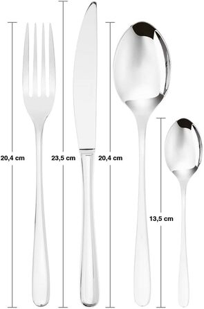 Sambonet 52553-81 Taste - 18/10 Stainless Steel Monoblock Dinnerware Set for 6 People, 24-Piece: 6 Forks, 6 Spoons, 6 Knives, 6 Teaspoons, Dishwasher Safe, Grey