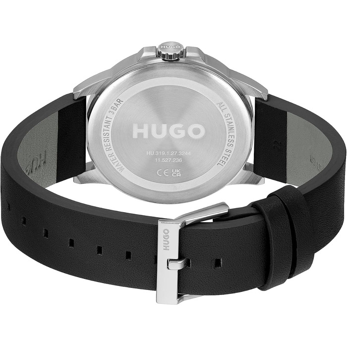 HUGO Analogowy Zegarek Męski #First-Kollektion - Stal nierdzewna lub skórzany pasek (Czarny, Skóra)