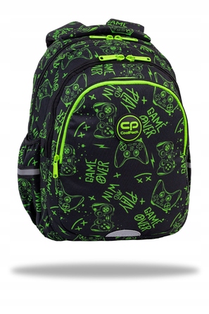 Багатовідсіковий шкільний рюкзак CoolPack, чорний з зеленим, 21 л