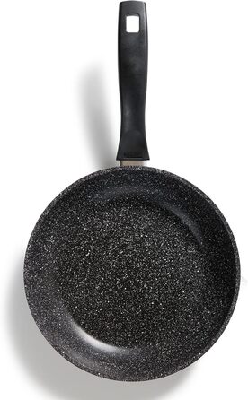 STONELINE Frying Pan - Induction-compatible pan with genuine stone particles coating, frying & universal pans made of aluminum cast, large pan (Grey, 24 cm)
