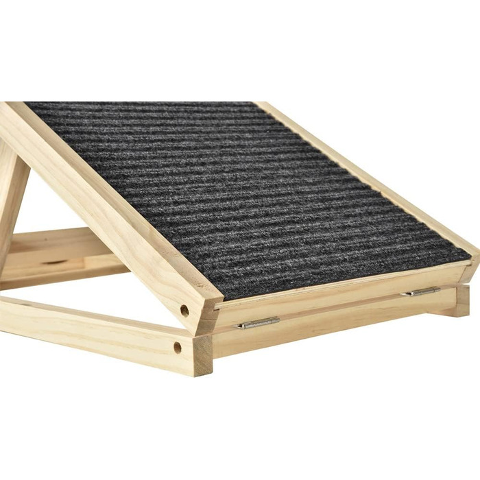 Рампа для собак Hunderampe: складана дерев'яна пандус для маленьких та великих собак. 4 секції, регульована висота 30-60 см. Підходить для ліжка, дивана, авто. Антиковзка, 100 x 40 x 30/40/50/60 см