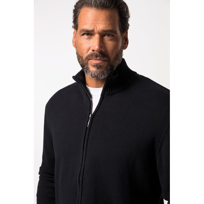 Чоловічий кардиган JP 1880 з коміром-стійкою та блискавкою, великі розміри L-8XL, темно-синій (717032)