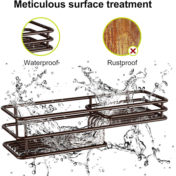 Регульована поличка для душу Orimade, 5 ярусів, сіра, з гачками та мильницею, нержавіюча сталь
