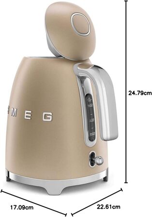 Електричний чайник Smeg KLF03PKEU 1.7L, Champagne (шампань), з нержавіючої сталі, антинакипний фільтр, автоматичне відключення