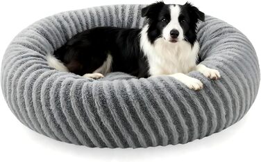 Кругле ліжко для собак середніх порід та котів, сіре. Зручне, миється, знімний кошик, наповнювач гранулят та Memory Foam, 76x76x20 см