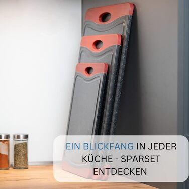 Дерев'яний обрізний дошка Westmark з жолобом для соку, неслизька, захищає леза, розмір 44,5 x 30 см, імітація граніту, пластик, антрацит/червоний, 6217224G (M)