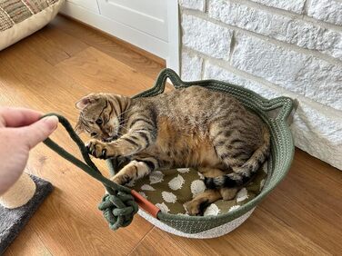 Квіткове ліжко для котів 7WUNDERBAR: зручний корзинка з бавовняних шнурів, діаметр 42 см, висота 15 см, підходить для котів та маленьких собак