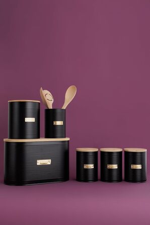 Контейнер для кави TYPHOON OTTO 1.4L з бамбуковим кришками та силіконовим ущільнювачем, декорований, з покриттям зі сталі. Підходить для кавових зерен, меленої кави та капсул. Також для чаю.