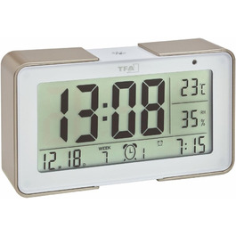 TFA Dostmann 60.2540 Radio Alarm Clock Melody with various alarm tones (champagne color with batteries)