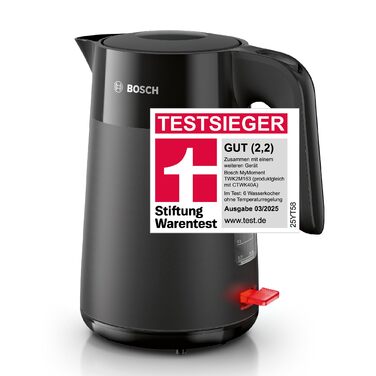 Електричний чайник Bosch MyMoment TWK2M163: 1.7 л, 2400 Вт, автоматичне відключення, захист від перегріву, покажчик рівня води, знімний фільтр від накипу, чорний матовий