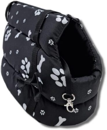 Чорна переносна сумка для собак та котів Odolplusz Elegante з принтом лапок (XS, S, M, L)