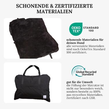 Ортопедичне собаче ліжко Wanderpfote для подорожей – зручне та сертифіковане ліжко для собак (M, Чорний)