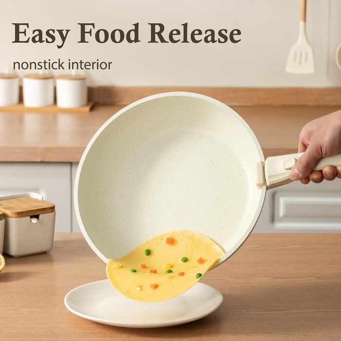 Набір посуду UCCLIFE 24 шт. з антипригарним покриттям Ceramic - сумісний з індукцією, для духовки та мийки, стійкий до подряпин, без PFOA та PFOS, з кришками та аксесуарами