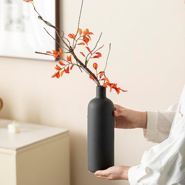 Modern Ceramic Vase Set - 4 Piece, Morandi Colors, Minimalist Table Decor, Nordic Style, Neutral Boho Scandinavian Vase Set (Black)
