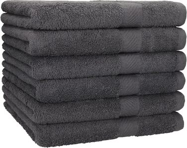 Betz 6-Piece Bath Towel Set, Shower Towel, Palermo Size 70x140 cm, 100% Cotton, Color Anthracite