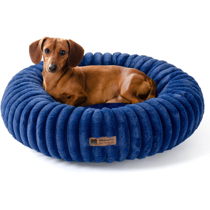 Кругле лежанка для собак MEWOOFUN, м'яке ліжко для маленьких собак та цуценят, 64x64x18 см, колір морський блакитний