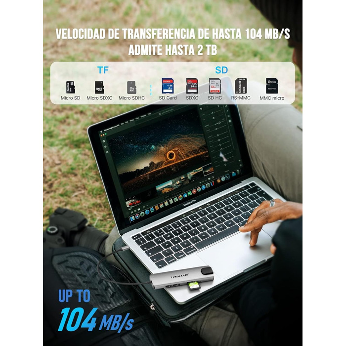 Lemorele USB-C хаб – адаптер USB-C 9 в 1 з алюмінієвим корпусом. Gigabit Ethernet, 4K HDMI, 100W PD, 3 USB-A, USB-C, SD/TF, док-станція для MacBook, iPad, Windows, Switch, Chromecast