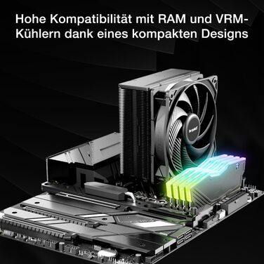 be quiet! Pure Rock 3 Black - повітряний кулер для ПК з високою продуктивністю, 4 теплові трубки HDT, вентилятор Pure Wings 3 120mm PWM, встановлена монтажна планка