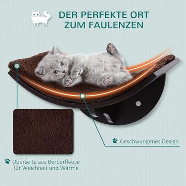 PawHut Cat Bed Cat Wall Bed Cat Shelf Wall Mount Plush Cushion MDF