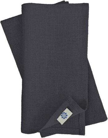 Linen & Cotton 4 x Cloth Napkins - Fabric Napkins, Linen Napkins, Solid Color, Nordic - 100% Linen, Black (42 x 42cm) Rectangular for Home, Kitchen, Dining Room, Cafe, Restaurant, Hotel, Catering, Party, Decoration