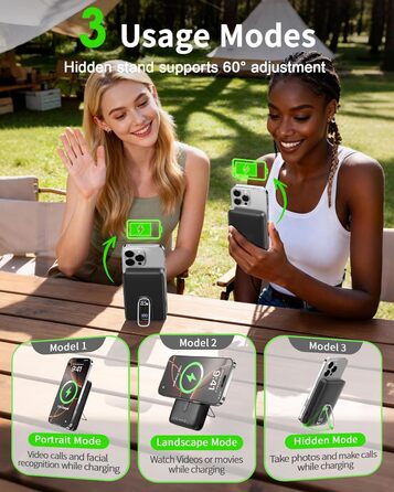 Power Bank MagSafe 10000mAh з USB-C кабелем, 22.5W, бездротова зарядка для iPhone 17/16/15/14/13/12 Max/Pro/Plus (Сірий)