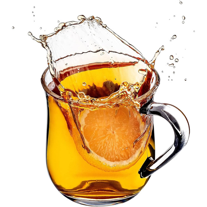 Набір склянок KADAX для чаю та кави (6 шт., 320 мл) - скляні чашки з ручкою для гарячих та холодних напоїв