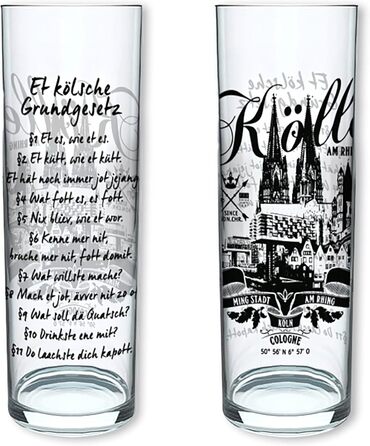 3forCologne Kölsch Glasses, 6-Pack, assorted colors, 0.2ml, Cologne Sticks with Basic Law, Beer Glasses, Drinking Glasses with Print. (MADE IN GERMANY), Size: 281 EU