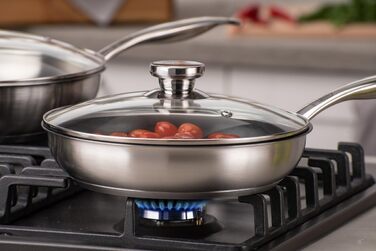 Fackelmann Chefkoch Stainless Steel Fry Pan Set - 28cm & 24cm, Induction & Dishwasher Safe