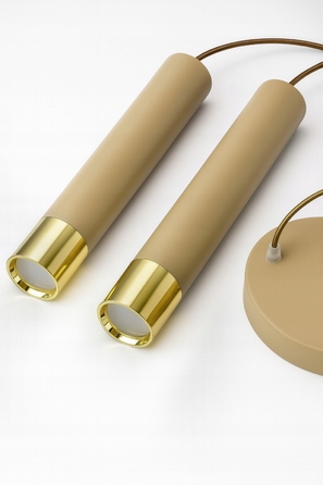 Стельова підвісна люстра-циліндр Kaszmir, бежевий екру, LED — для кухні, вітальні або над стільницею