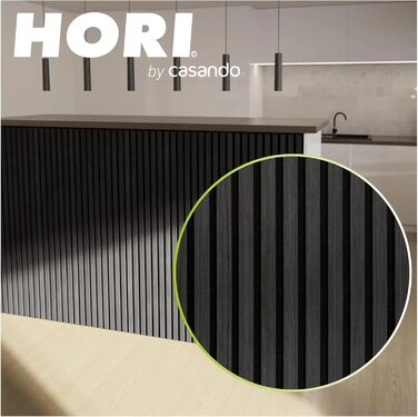 Акустичні настінні панелі HORI в стилі дерева для шумоізоляції та декору стін, 120x60x2,1 см, 3D Black Oak (чорний дуб)