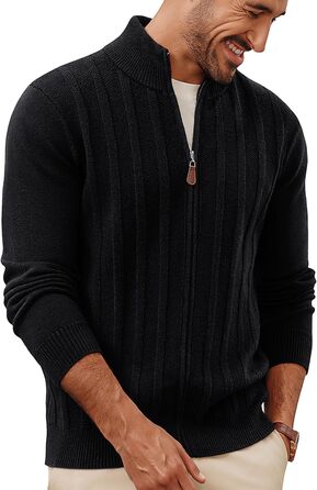 Кардиган чоловічий PJ PAUL JONES на блискавці та зі стійким коміром, чорний (S)