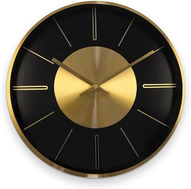 Modern Silent Aluminum Wall Clock 30 cm Diameter Without Ticking Sounds for Living Room, Bedroom and Office (Gold Aluminum)