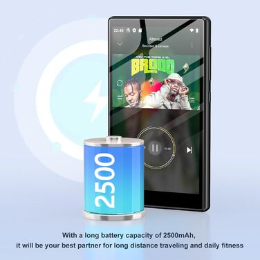 MP3 плеєр 96GB Android 13.0 з Bluetooth, Wi-Fi, Spotify, FM-радіо, чорний
