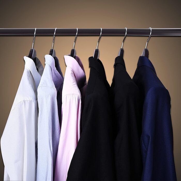 MECOREX Suit Hangers, 10-Piece Set, Solid Wood Clothes Hangers with Extra Wide Shoulders, Non-Slip, for Shirts, Coats, Jackets, Pants, Suits, 360° Swivel Hook (Dark Walnut Color)