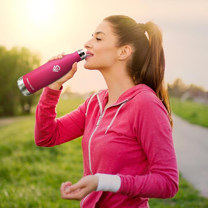 Термос-пляшка 1000 мл, термоізольована металева пляшка без BPA, подвійні стінки, підходить для газованої води, ізотермос для кемпінгу, дітей, фітнесу, спорту, подорожей, для хлопчиків та дівчаток (750 мл, Рожевий)