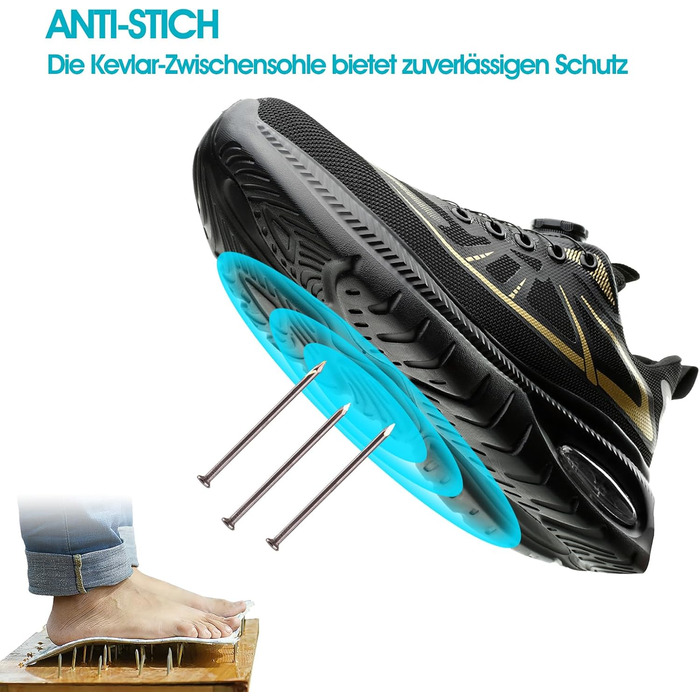 Черевики безпеки для чоловіків та жінок. Робочі черевики, черевики для професій. Сталевий капак, легкі, чорні. Розміри 37-46 EU