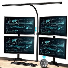 LED лампа настільна EYOCEAN 24W, 80 см, з керуванням жестами, регульоване денне світло, захист очей, для офісу, читання, архітекторів, дизайнерів, матовий чорний