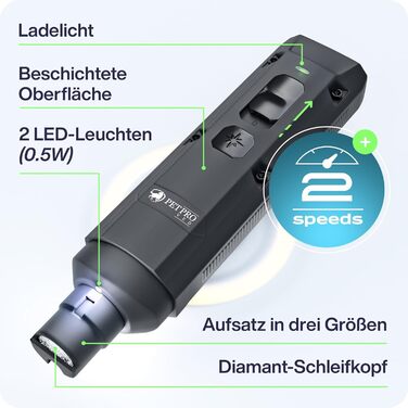 Електричний точилка для собачих кігтів з LED-підсвічуванням. Точилка для кігтів собак, феш для собак (сірий)