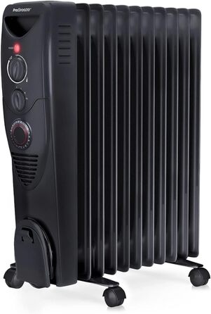 Електричний масляний радіатор Pro Breeze 2500W з таймером, 3 режими, термостат, захист від перегріву, білий/чорний