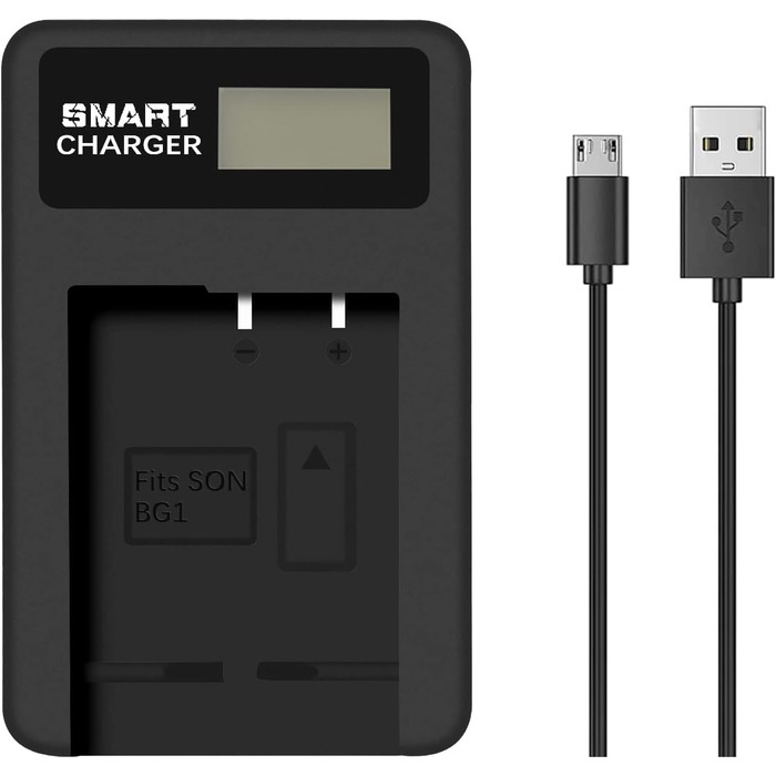 Акумулятор NP-BG1/NP-FG1 з зарядним пристроєм для Sony DSC-H10, H20, H50, H55, H70, H90, HX9V, HX10V, HX20V, HX30V, T20, T100, W90, W100, W120, W130, W150, W170, W200, W210, W215, W220, W230, W270, W290, W300 (2 шт.)