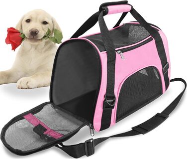 Транспортувальна сумка для тварин (кіт, собака, кролик, хом'як) - 47x27x28 см, до 5 кг, рожева