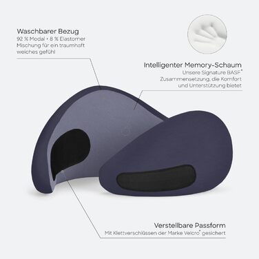 Подушка для шиї Ostrichpillow Go з піною з пам'яті, ергономічний дизайн 360°, асиметричні сторони, сумка для подорожей, знімний чохол з модалю (Night Walk)