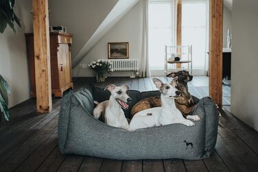 Софа для собак HUNTER Livingston, ліжко для собак, класична модель, тканина, сірий антрацит, 60x43x16 см