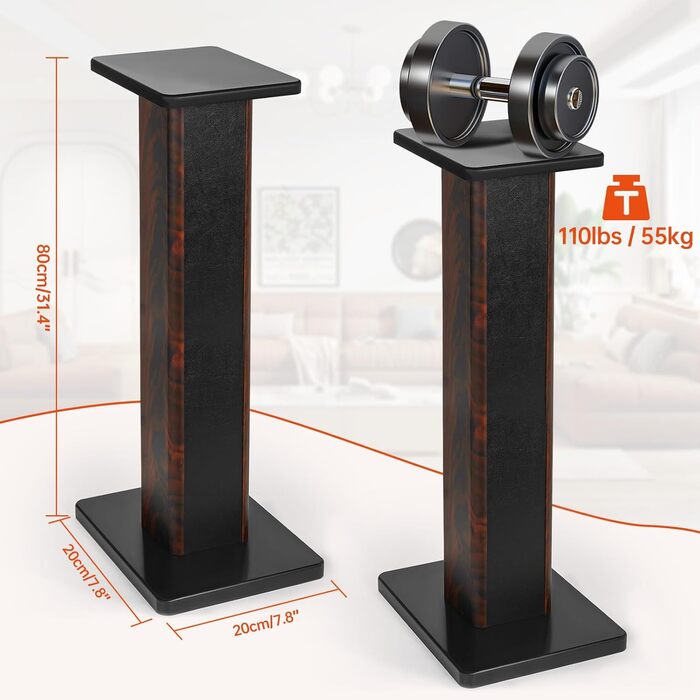 Підставки для акустики OUUTMEE 60 см (24 дюйми) з дерева - міцні підставки для Hi-Fi акустики для домашнього кіно, універсальні підставки для колонок на полиці з можливістю засипання піском (набір 2 шт.)