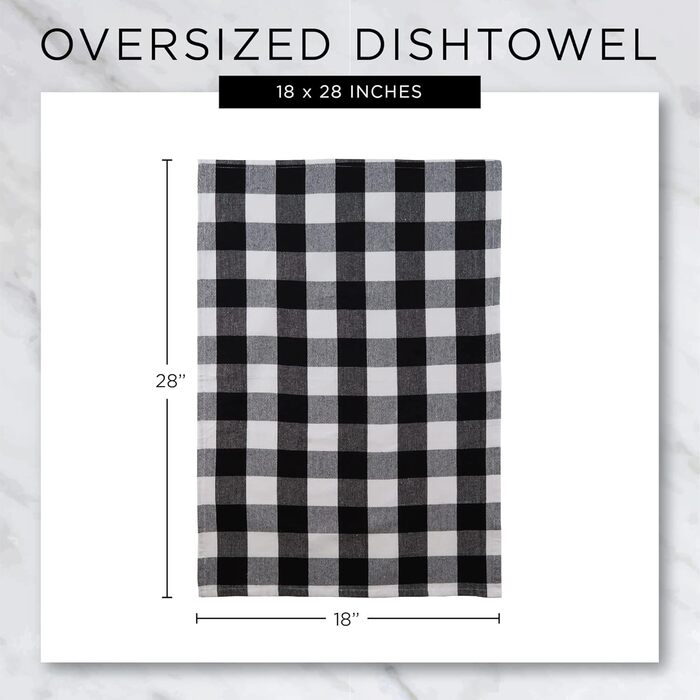 DII Sorted, Woven Kitchen Dish Towel Set, Cotton, Black, 18x28, 5
