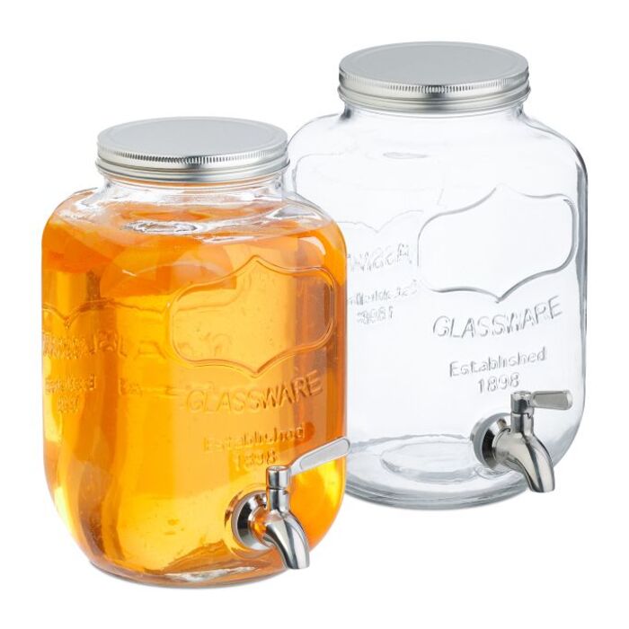 Relaxdays Drink Dispenser, 4 Liter, 2-Piece Set