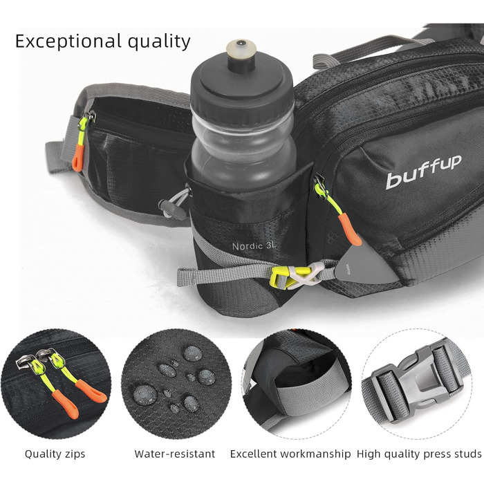 Спортивна поясна сумка на пояс для собак, для тренувань, велосипеду, бігу, піших прогулянок, чоловіча/жіноча (Чорний)