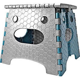 Складний стілець Stark – стілець-табурет, 120 кг, з ручкою, антиковзкий для кухні, ванної, саду та майстерні, компактний (сіро-блакитний), 27 см