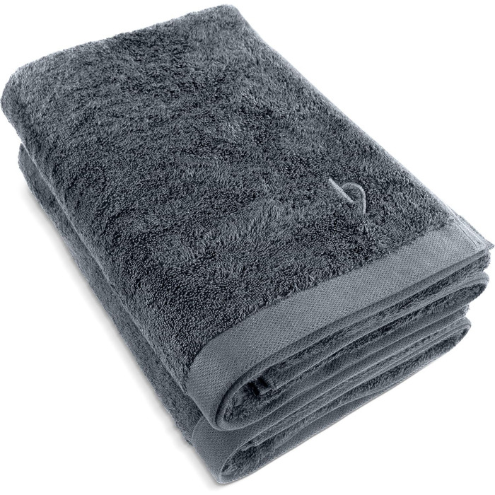 Herzbach Home Luxury Sauna Towel 2-Piece Set, Premium Quality, 100% Cotton, 80 x 200 cm (Gray Blue)