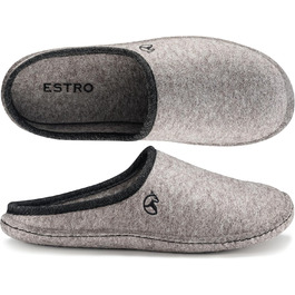 Чоловічі фетрові тапочки ESTRO - теплі зимові халапи для дому, широка модель, сірий колір, розмір 45 EU